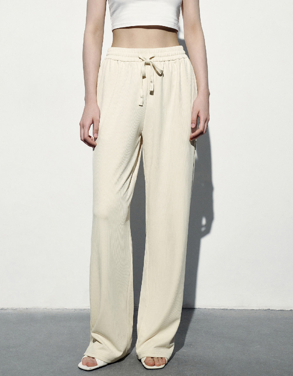 Drawstring Waist Knitted Straight Pants