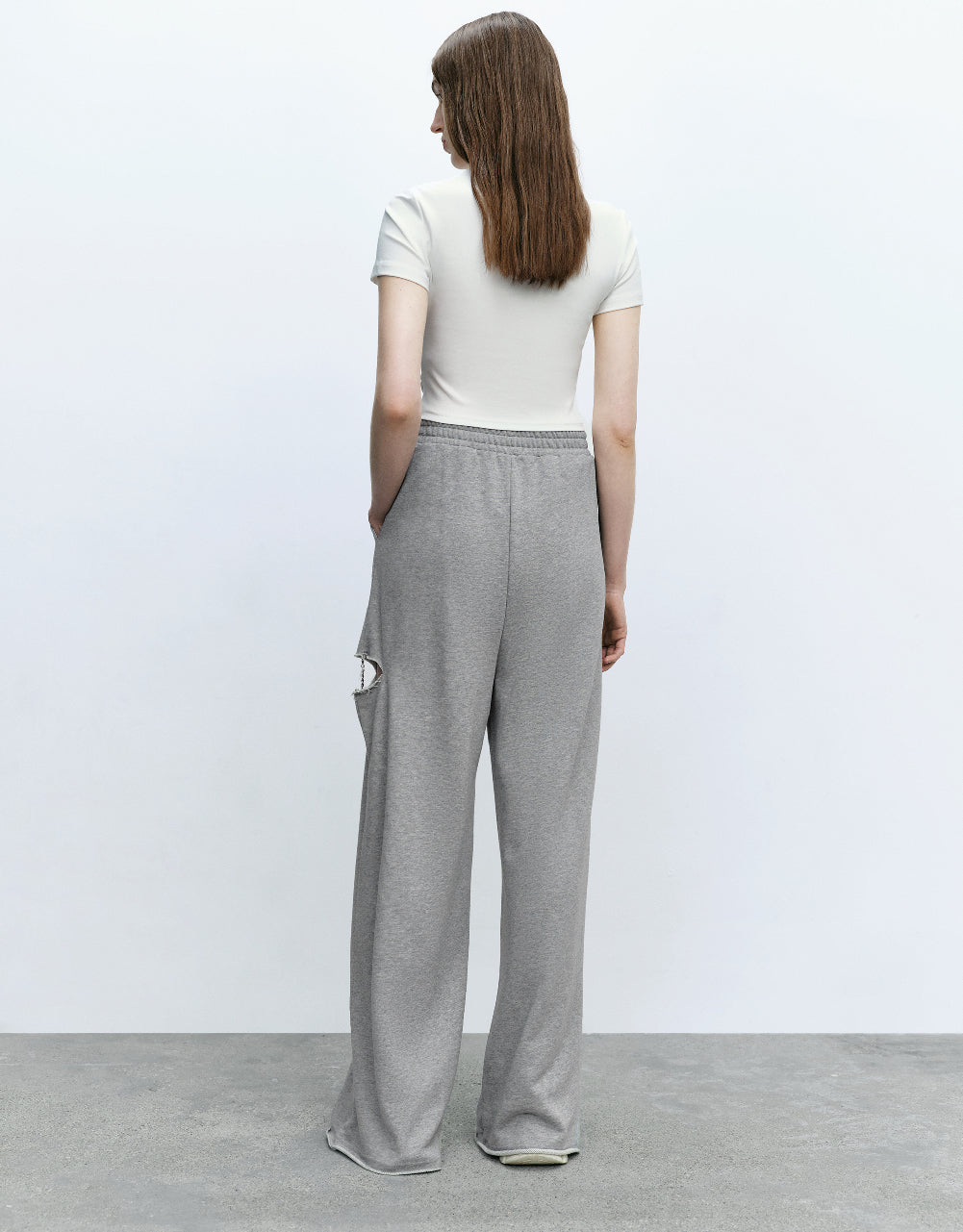 Cut-Out Knitted Wide-Leg Pants