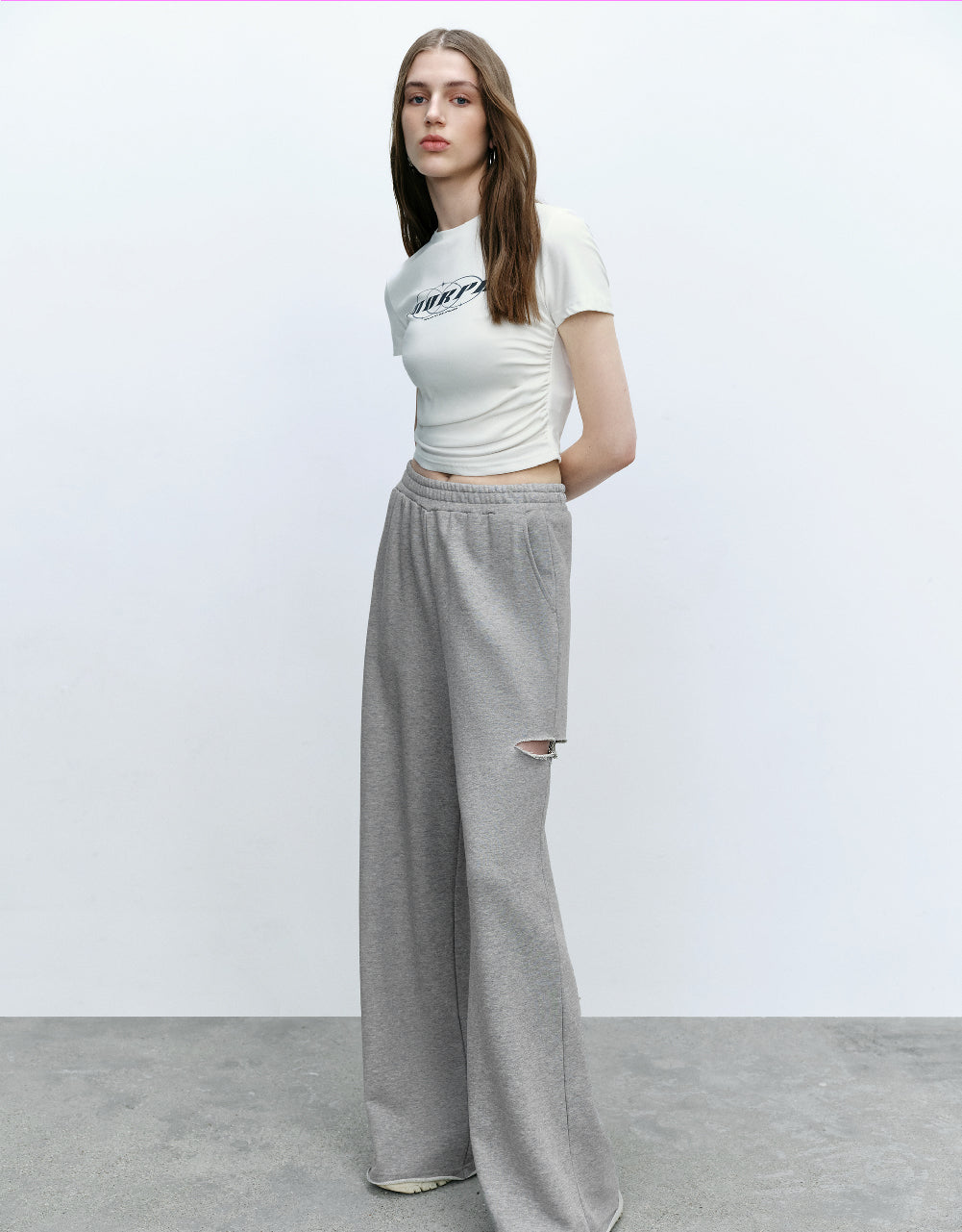 Cut-Out Knitted Wide-Leg Pants