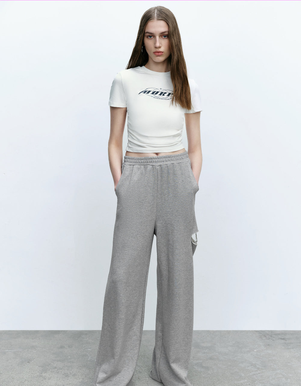 Cut-Out Knitted Wide-Leg Pants