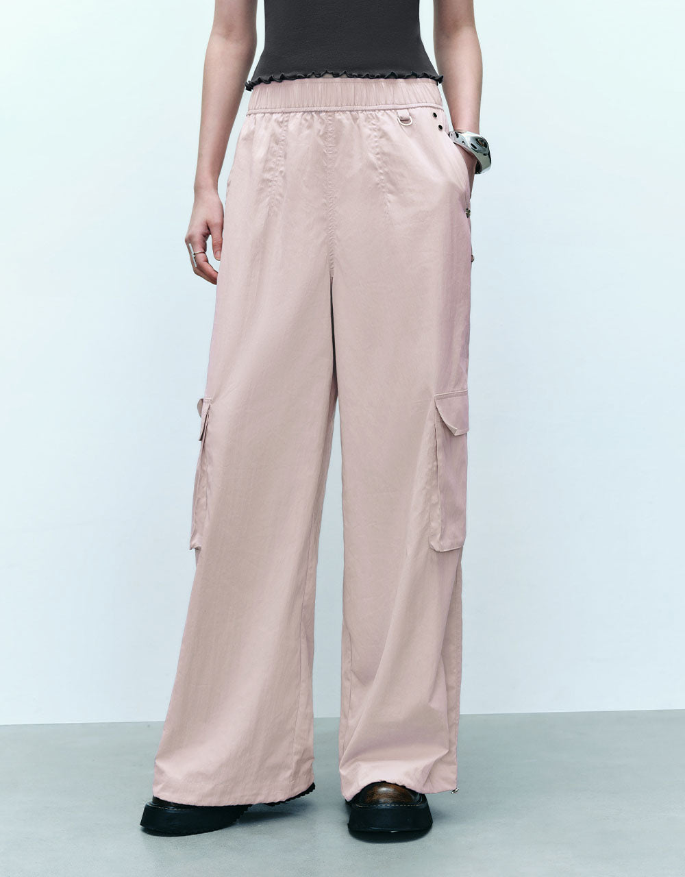 Elastic Waist Wide-Leg Pants