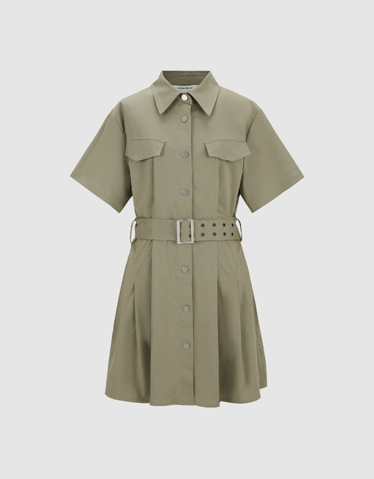 A-Line Shirt Dress With Belt