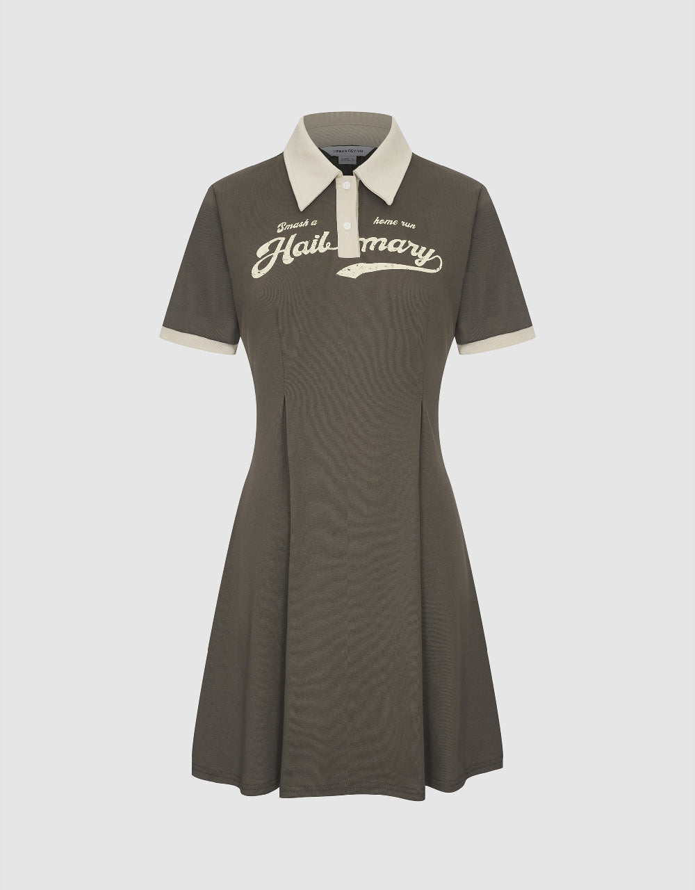 Letter Printed A-Line Polo Dress