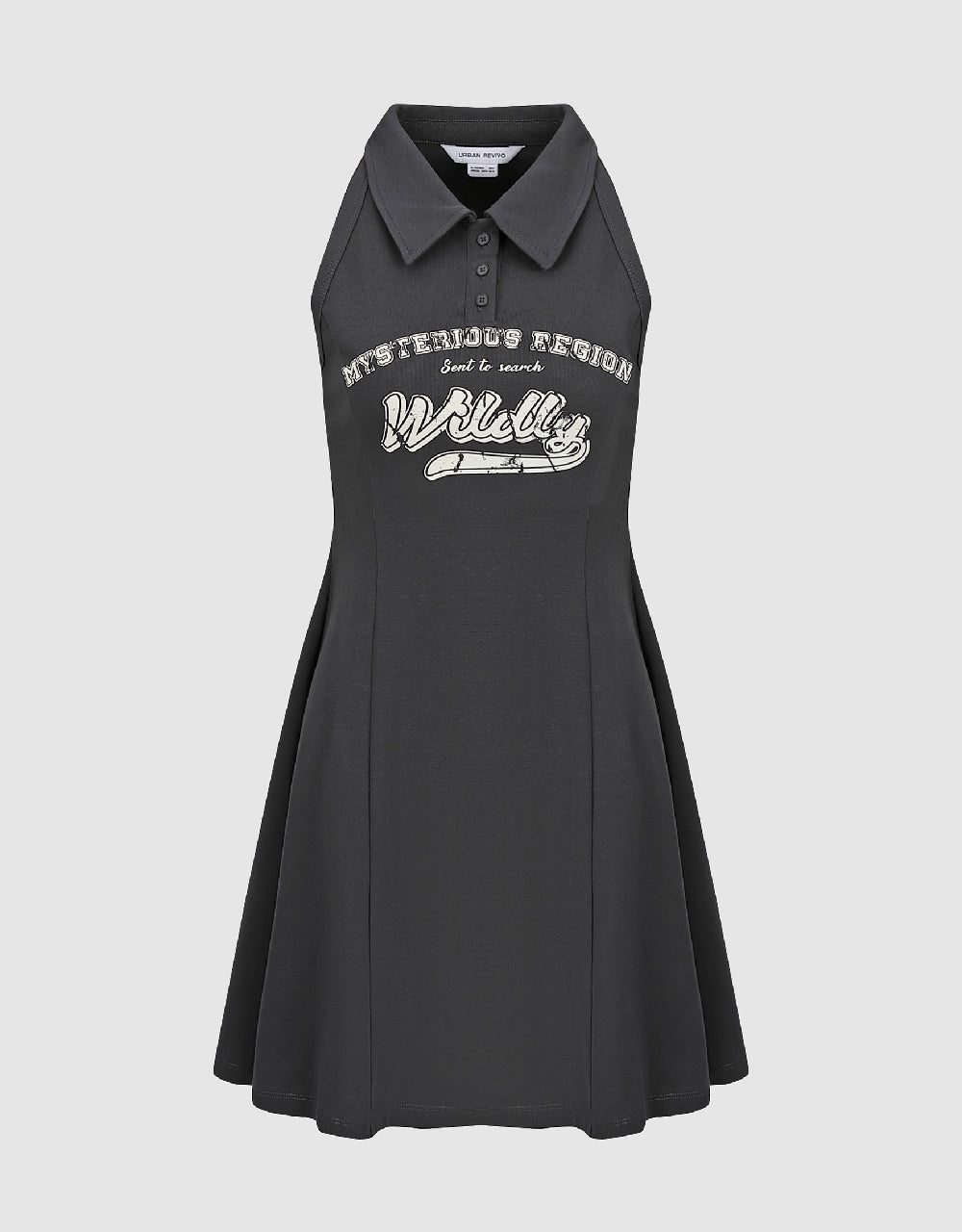 Letter Printed Sleeveless A-Line Dress