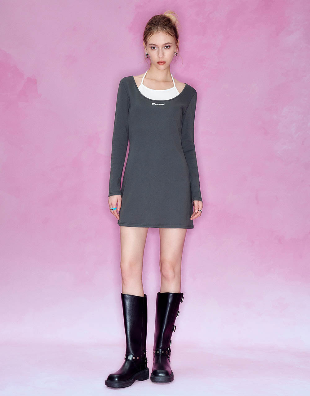 2 In 1 U Neck A-Line Dress