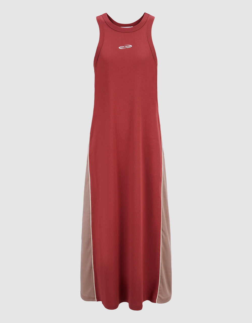 Contrast Sleeveless Crew Neck A-Line Dress