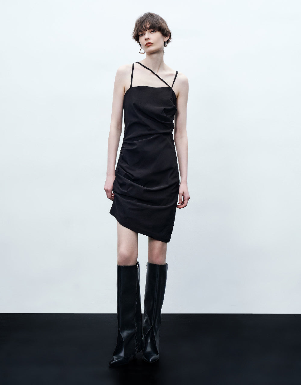 Ruched Sleeveless Skater Dress
