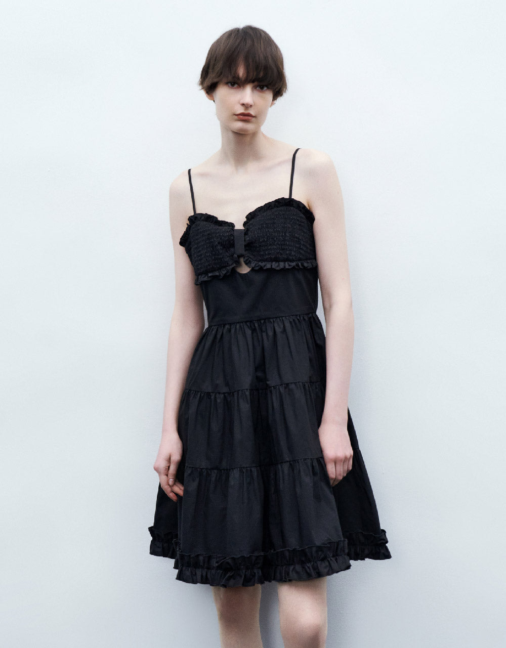 Sleeveless Shirred A-Line Dress
