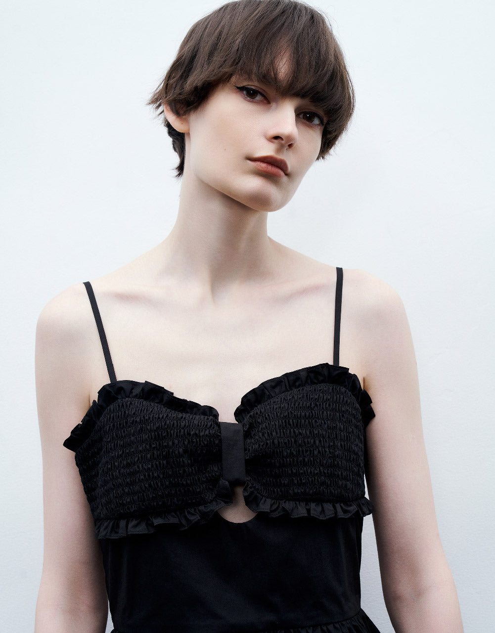 Sleeveless Shirred A-Line Dress