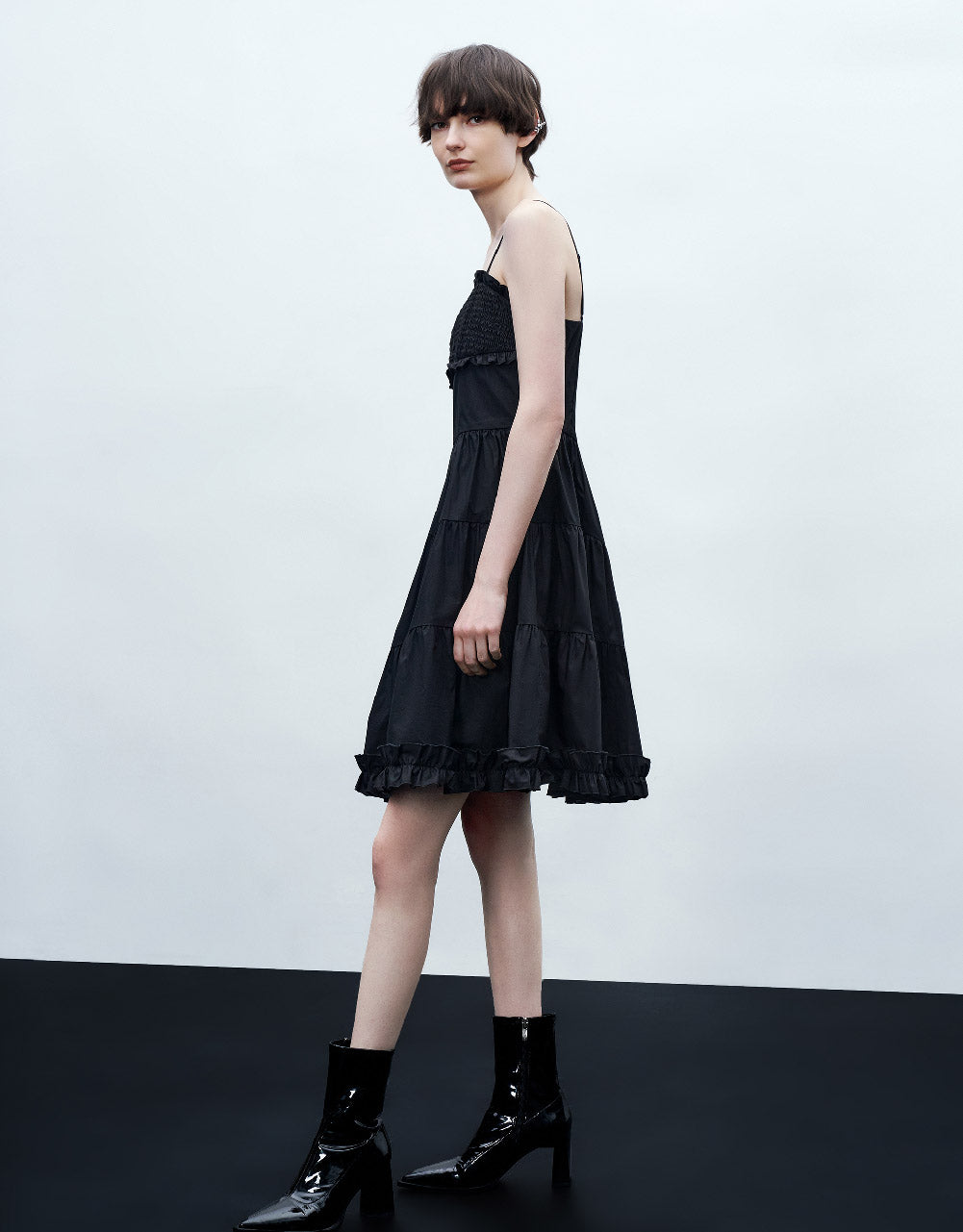 Sleeveless Shirred A-Line Dress
