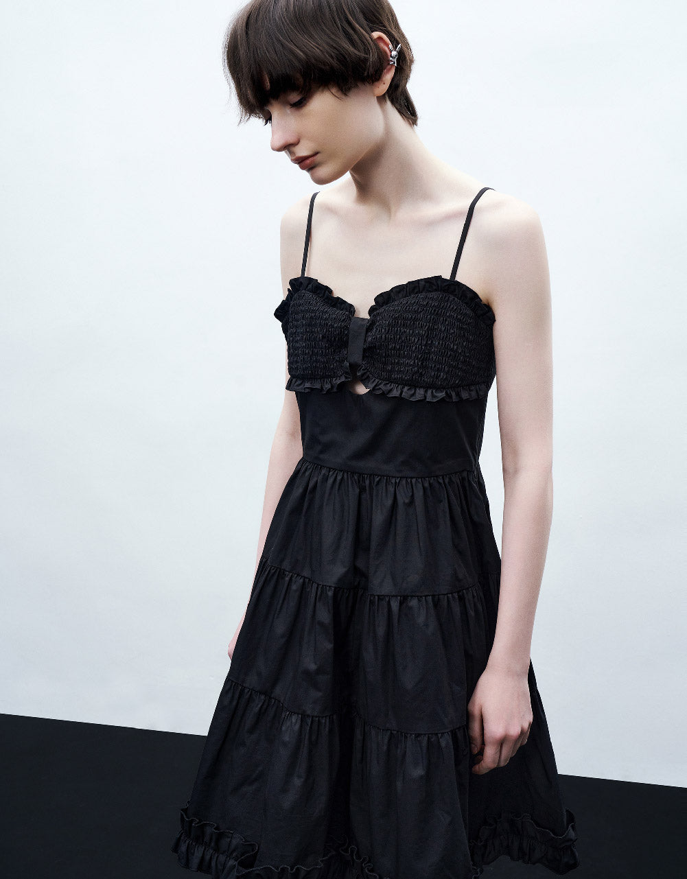 Sleeveless Shirred A-Line Dress