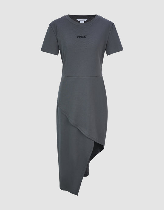 Asymmetric Crew Neck Skinny Dress