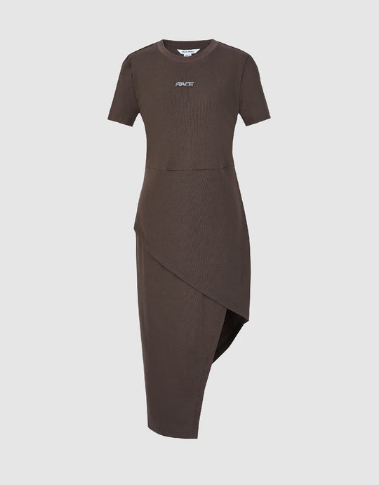 Asymmetric Crew Neck Skinny Dress