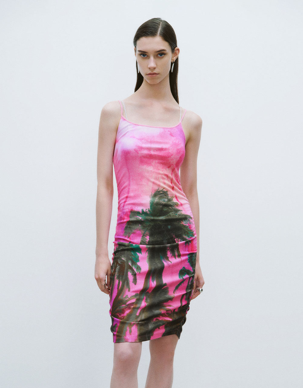 Printed Sleeveless Off-Shoulder Skinny Dress