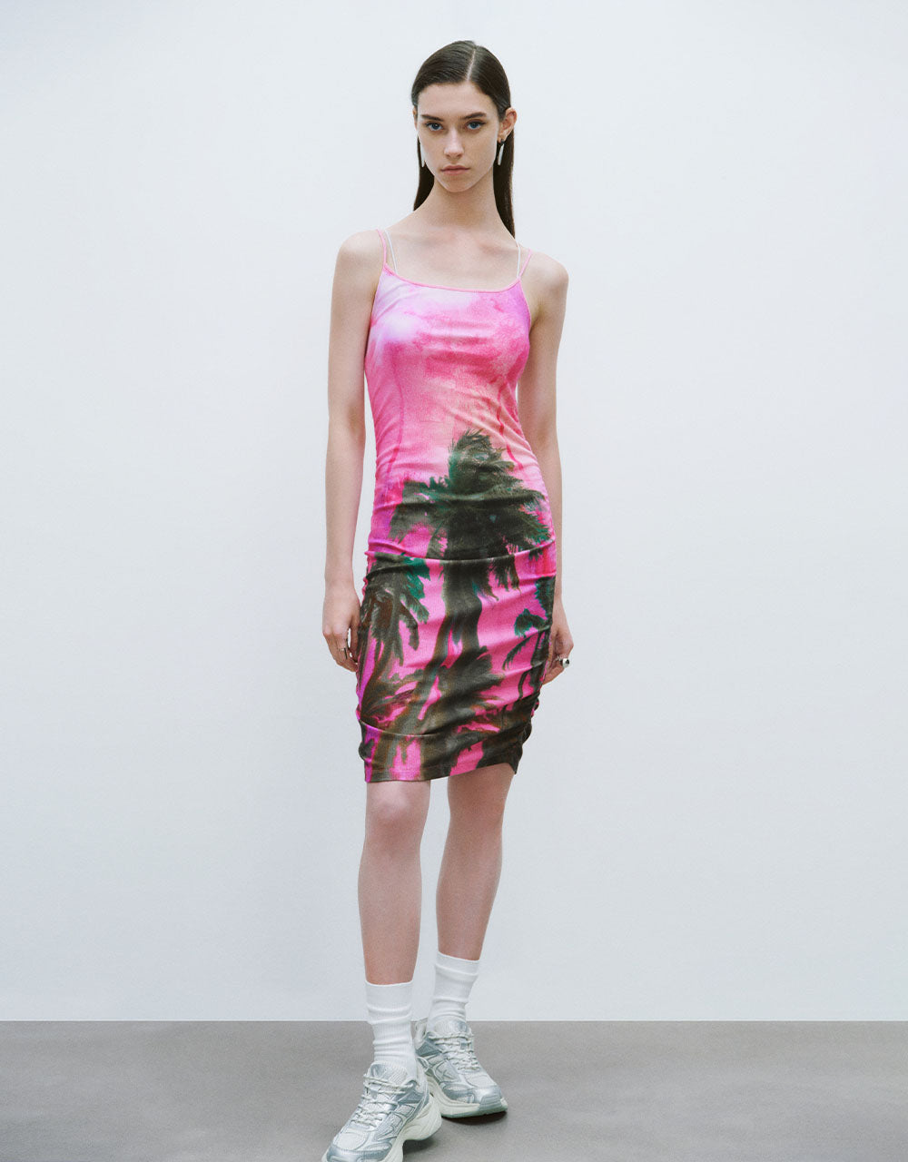 Printed Sleeveless Off-Shoulder Skinny Dress