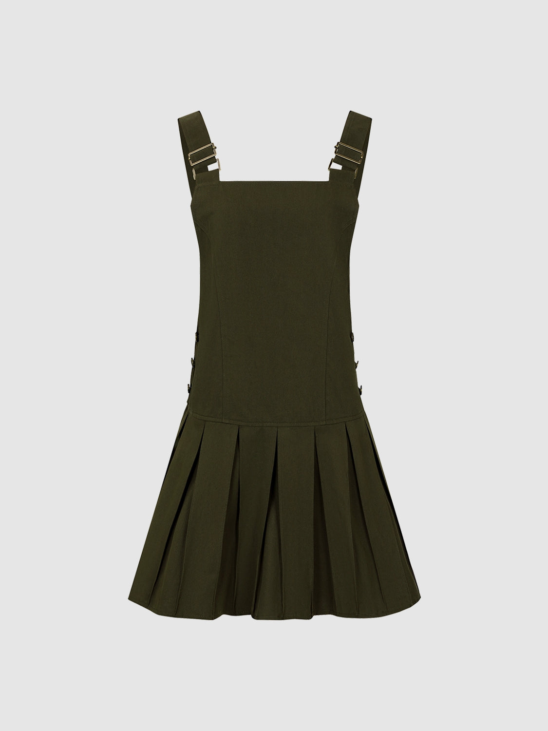 Sleeveless Square-cut Collar Pleated A-Line Dress