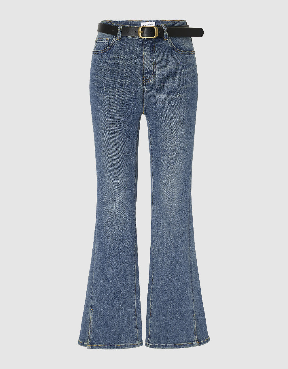 Split Hem Flare Jeans With Belt