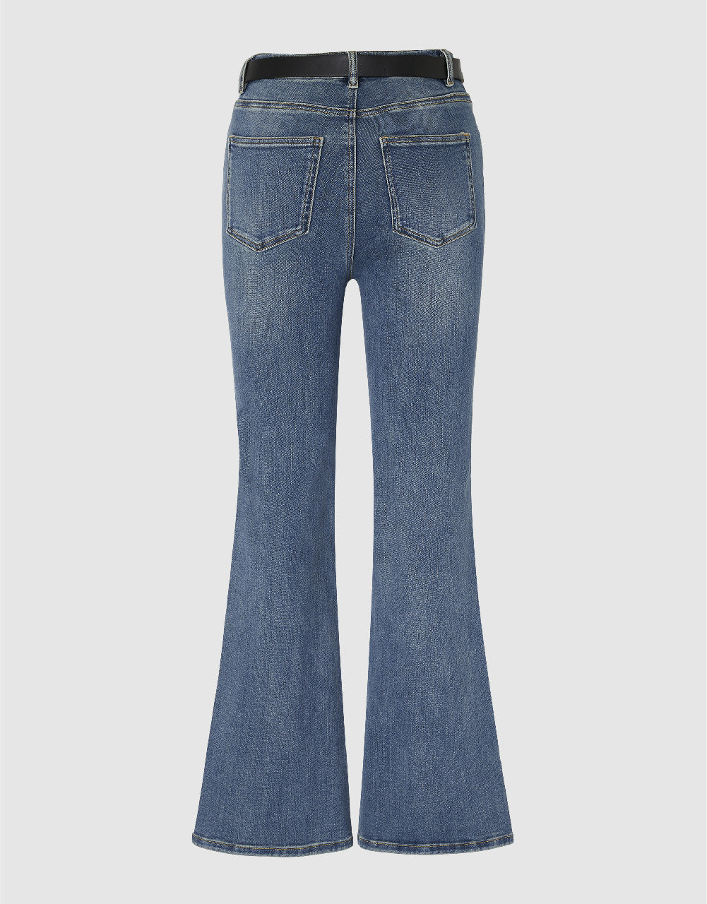 Split Hem Flare Jeans With Belt