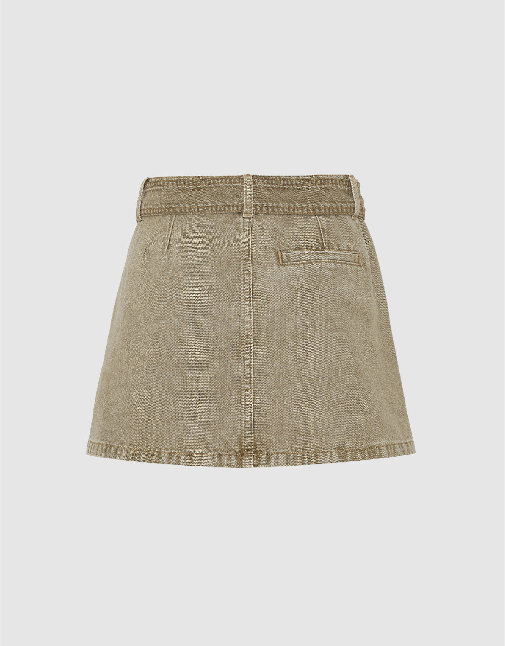 Pleated Mini A-Line Denim Skirt