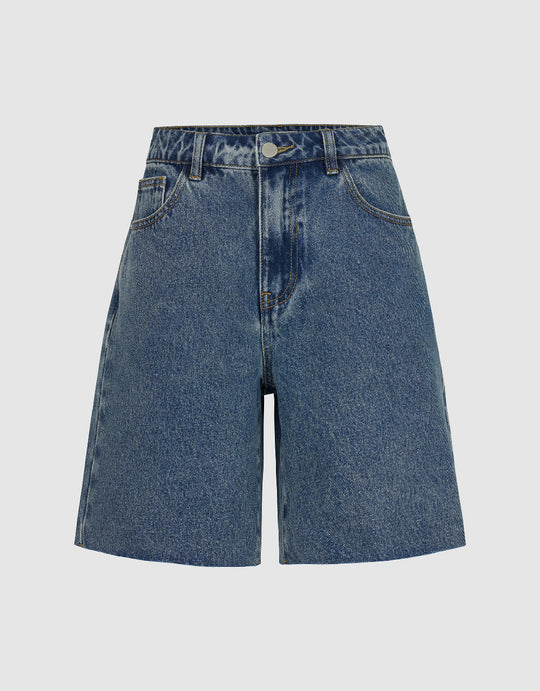 Raw Hem Denim Shorts
