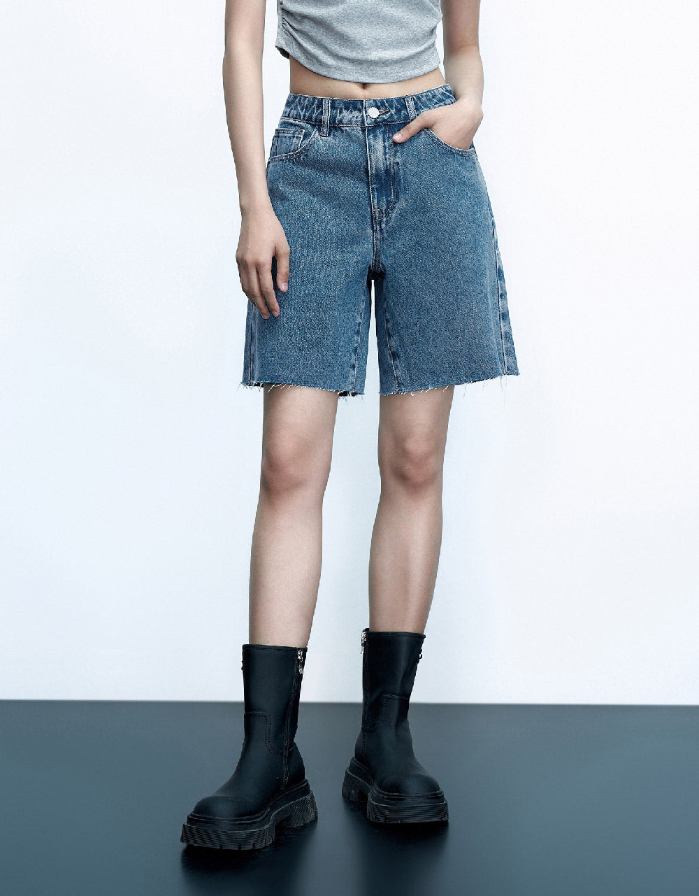 Raw Hem Denim Shorts