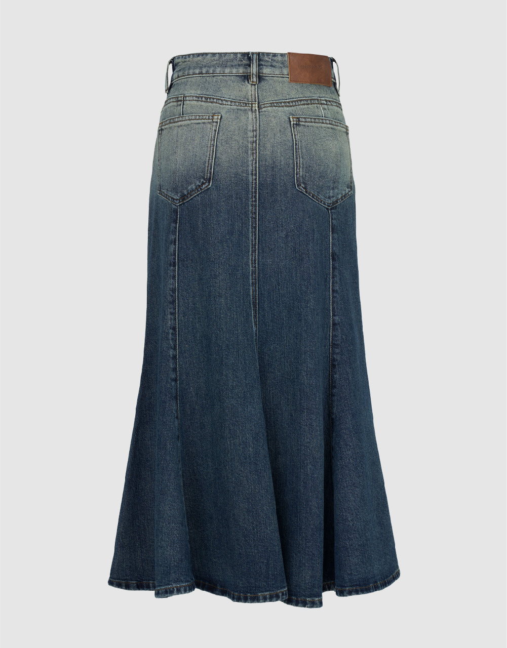 Midi Fishtail Denim Skirt