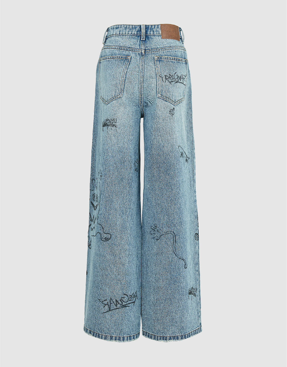 Cartoon Printed Wide-Leg Jeans