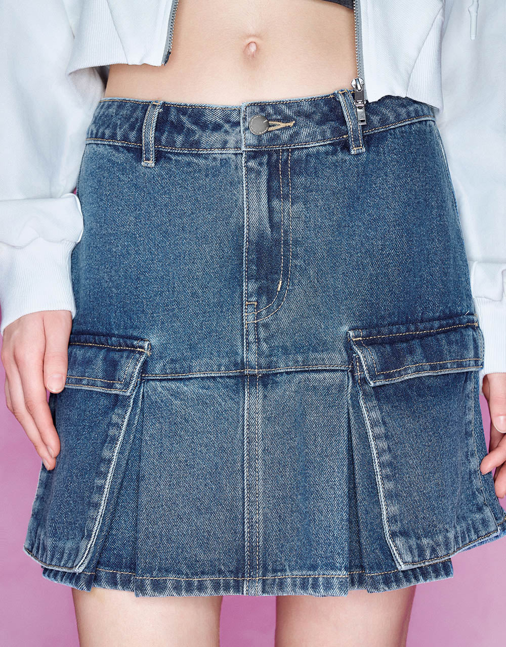 Mini A-Line Denim Skirt