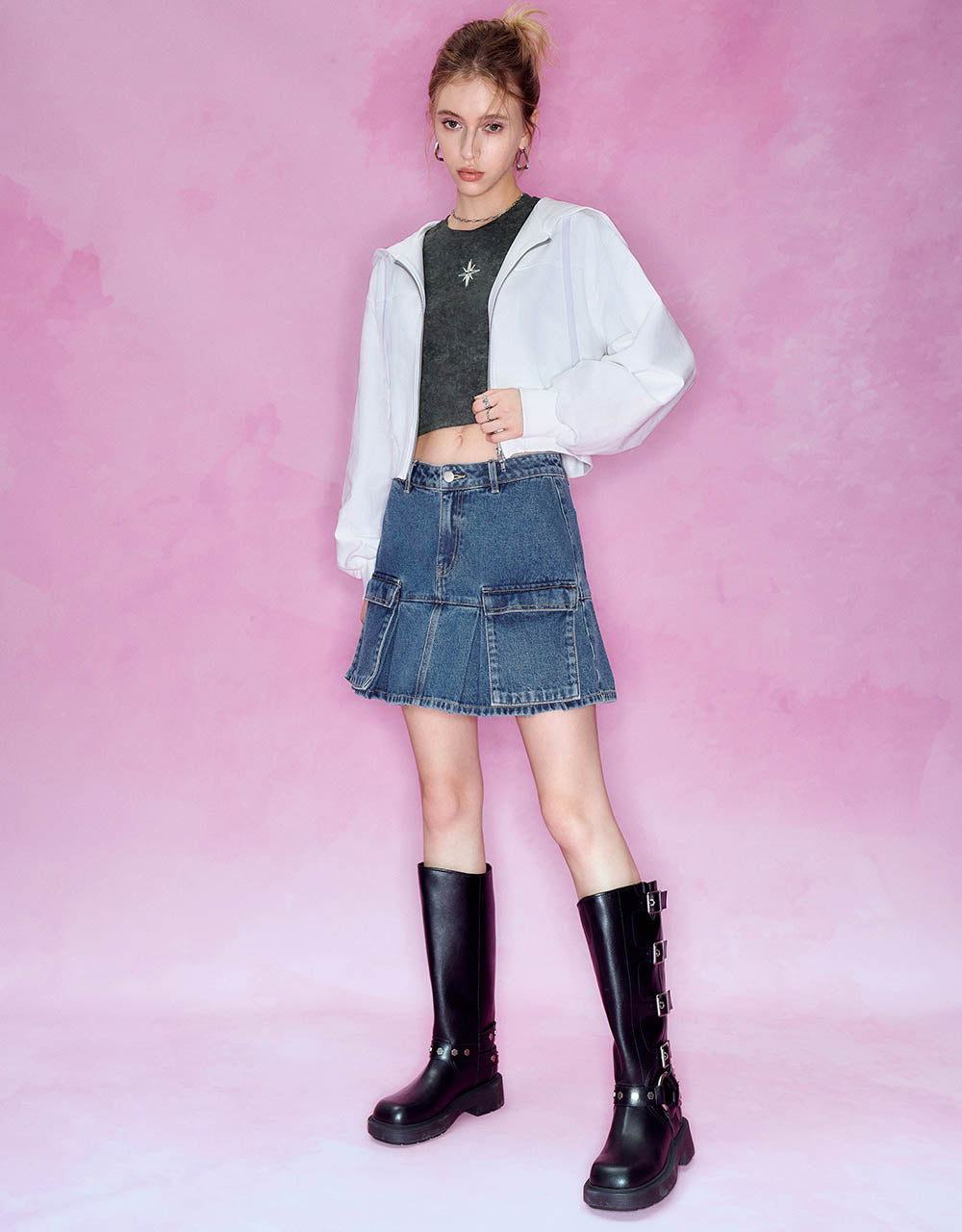Mini A-Line Denim Skirt