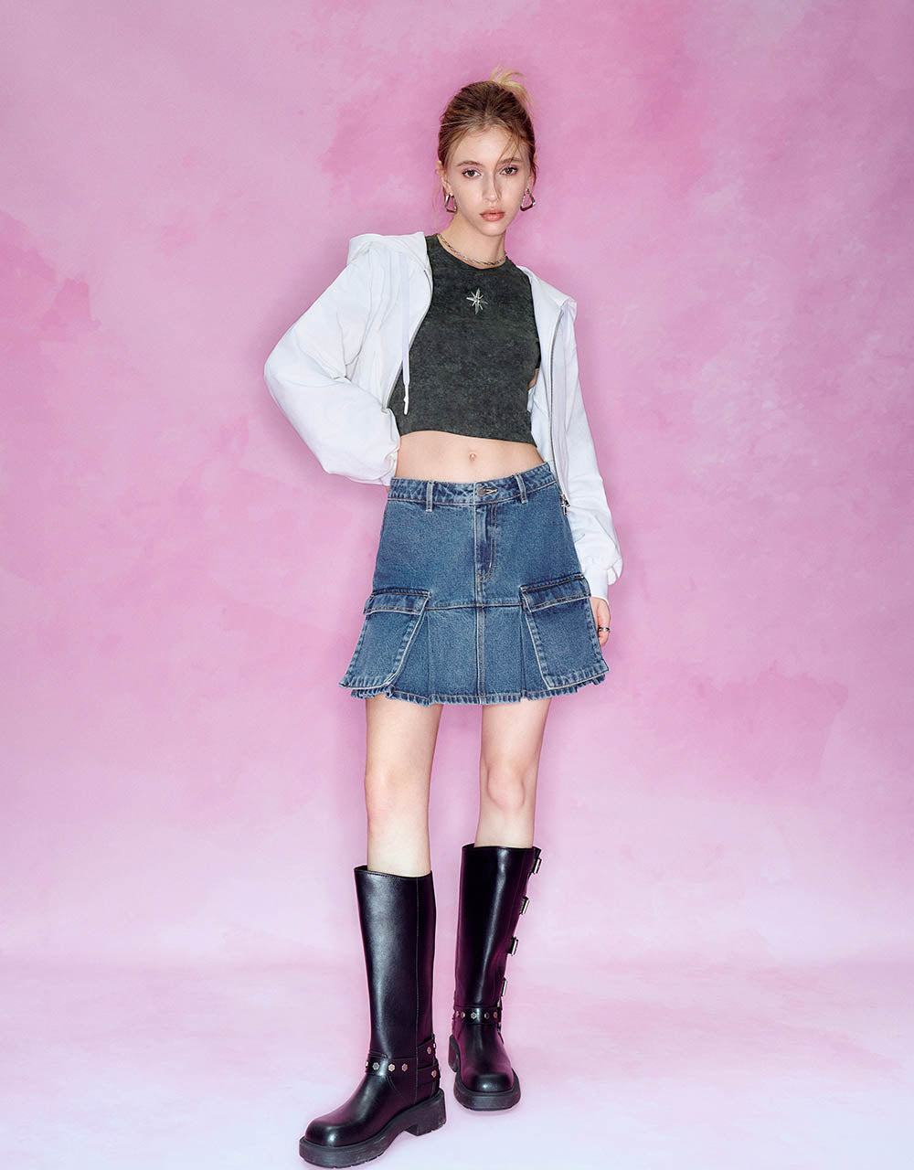 Mini A-Line Denim Skirt