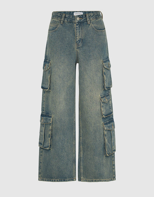 Multi-Pocket Wide-Leg Jeans