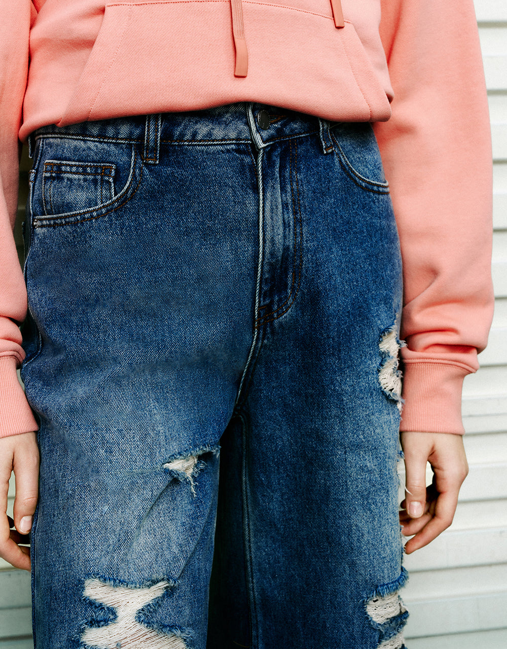 Ripped Wide-Leg Jeans