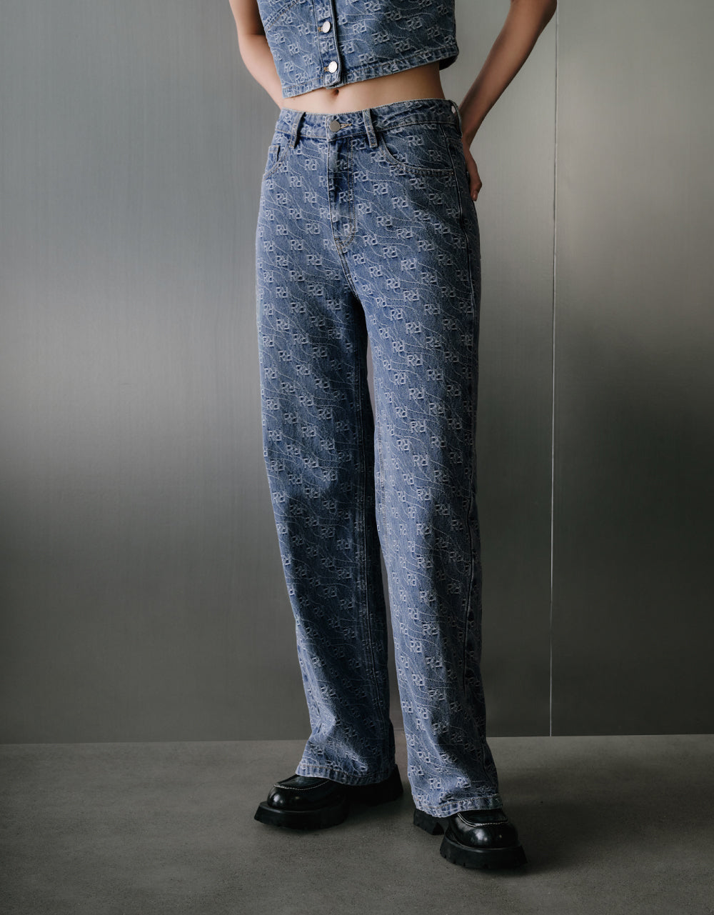 Monogram Wide-Leg Jeans