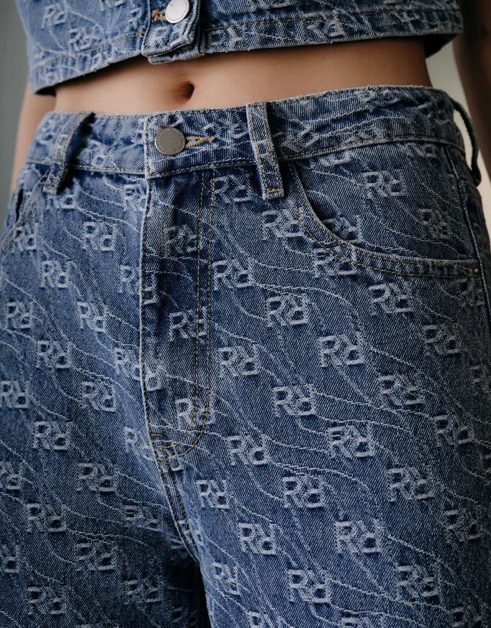 Monogram Wide-Leg Jeans