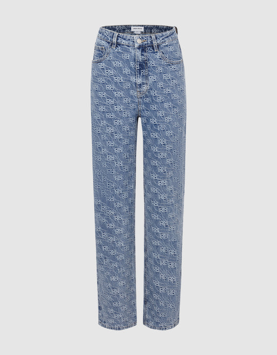 Monogram Wide-Leg Jeans