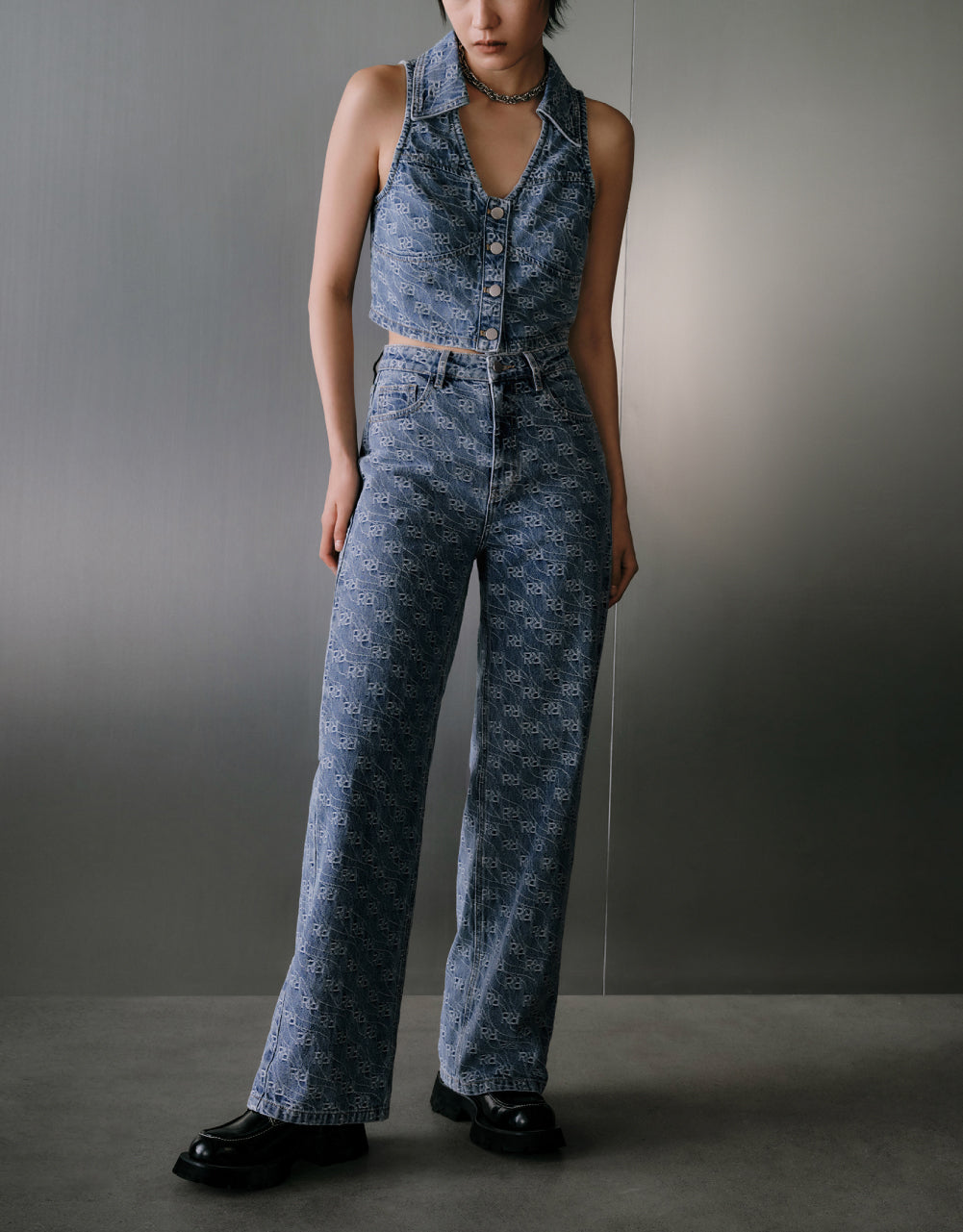 Monogram Wide-Leg Jeans