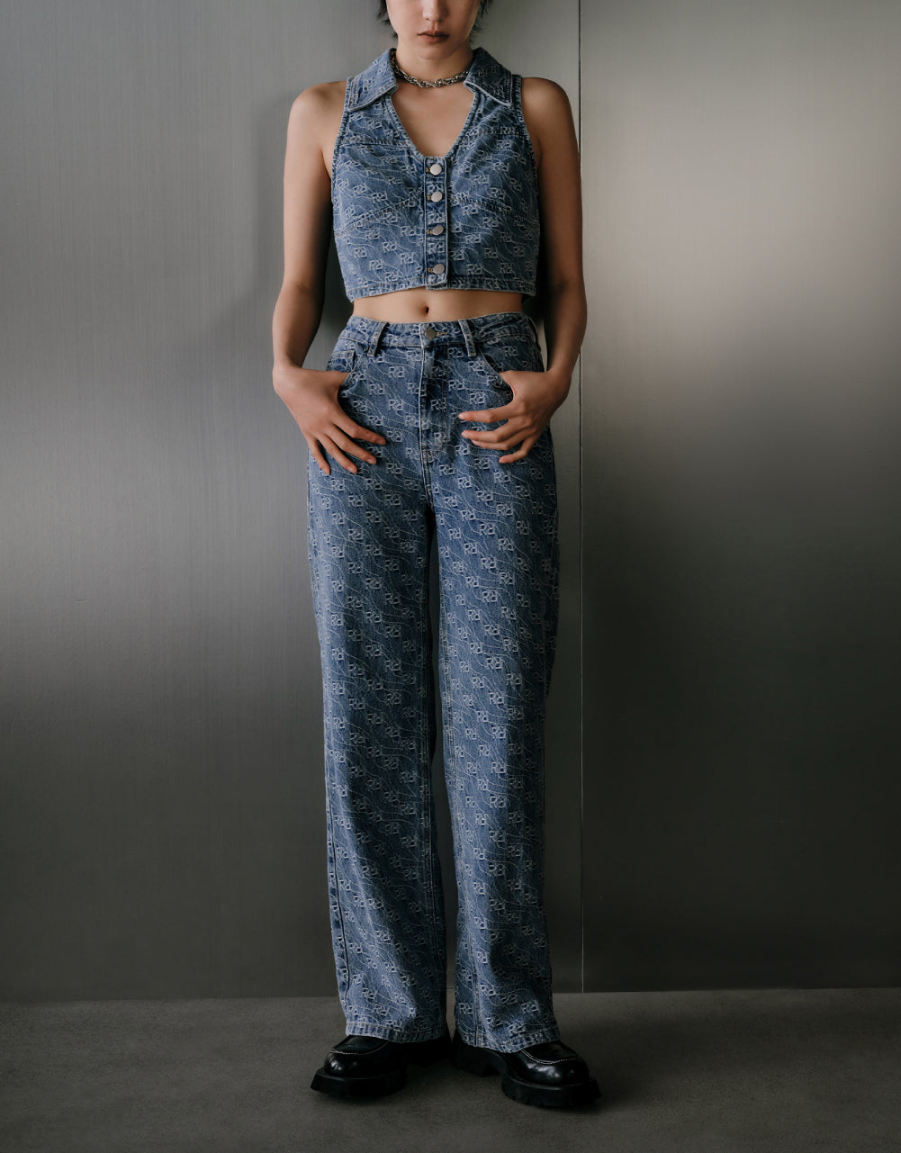 Monogram Wide-Leg Jeans