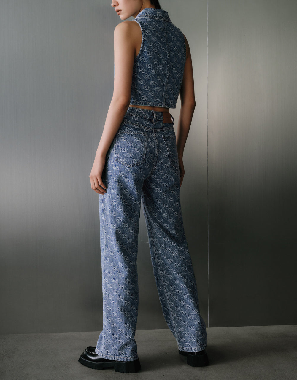 Monogram Lapel Denim Waistcoat