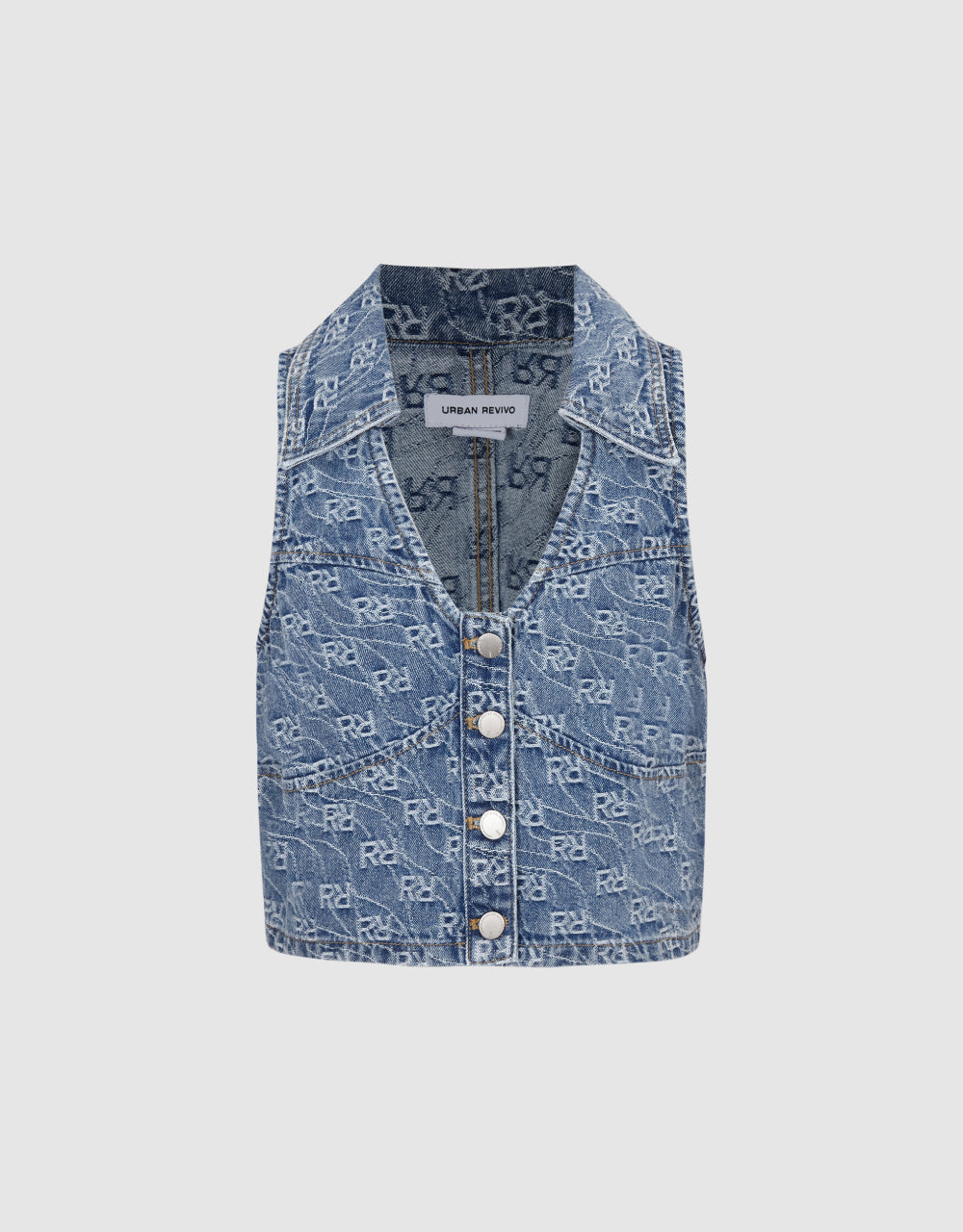 Monogram Lapel Denim Waistcoat