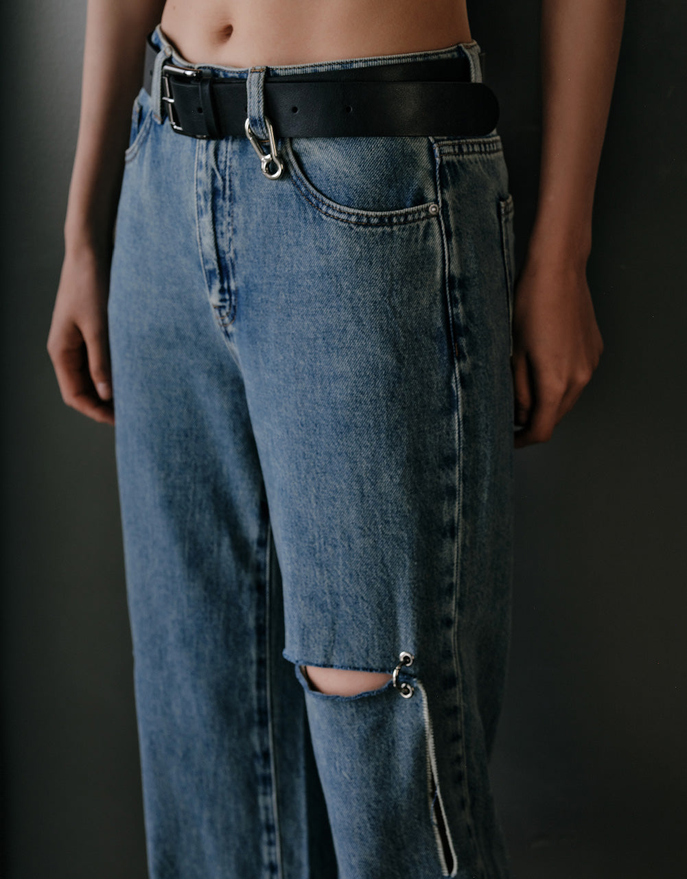 Mid-Waist Ripped Jeans