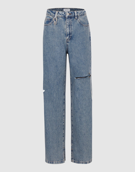 Mid-Waist Ripped Jeans