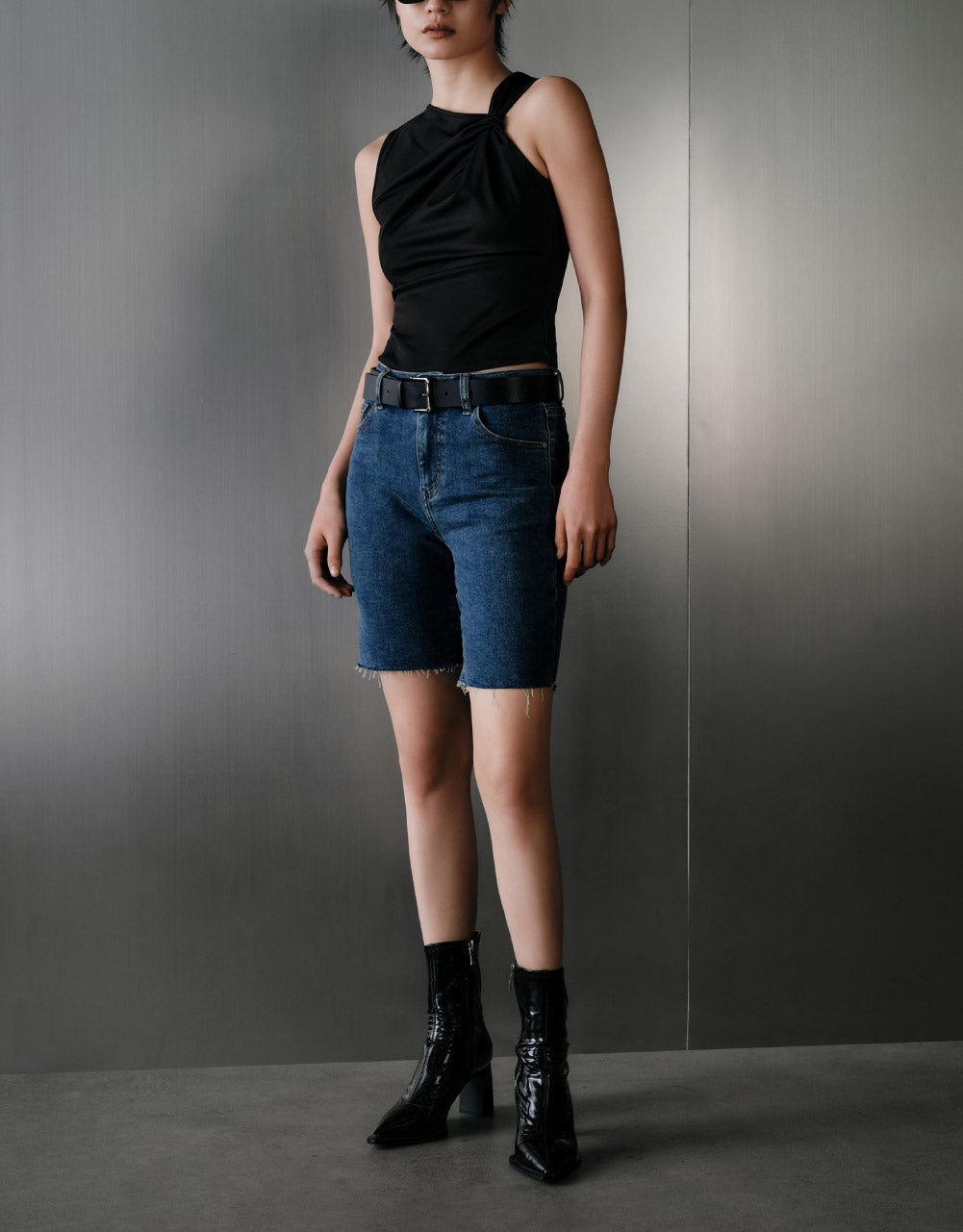 Mid-Waist Denim Shorts