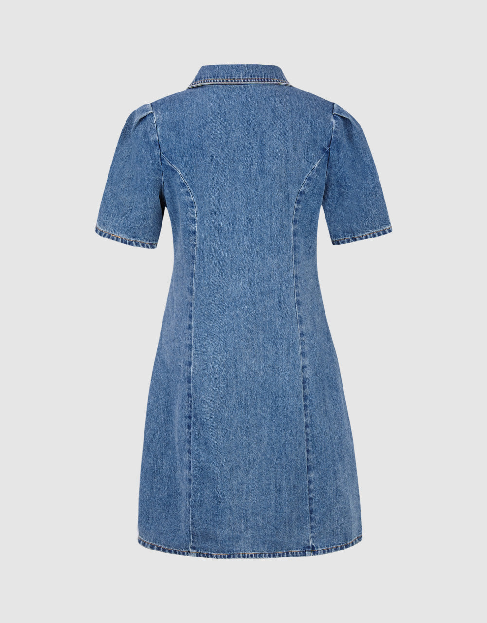 Shirt Sleeve V-Neck Denim Dress