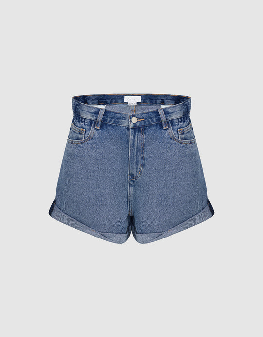 Roll Up Hem Denim Shorts