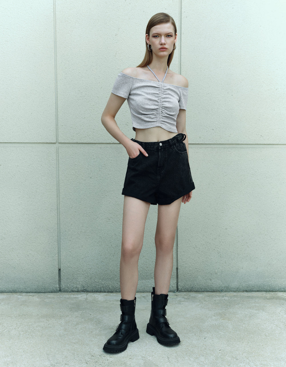 Roll Up Hem Denim Shorts