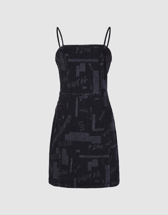 Cami Printed Denim Dress