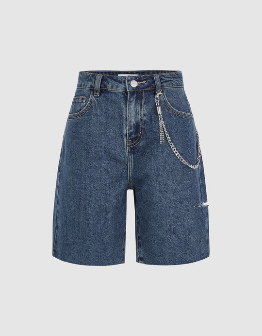 Raw Hem Denim Shorts