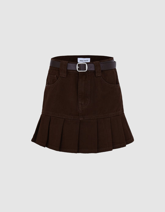 Mini Denim Skirt With Belt
