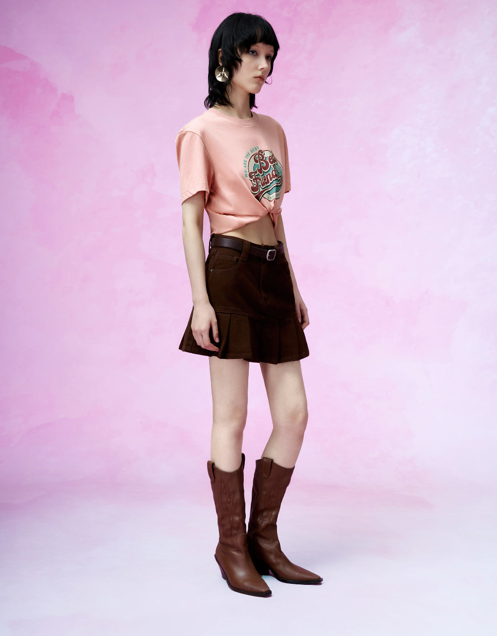Mini Denim Skirt With Belt