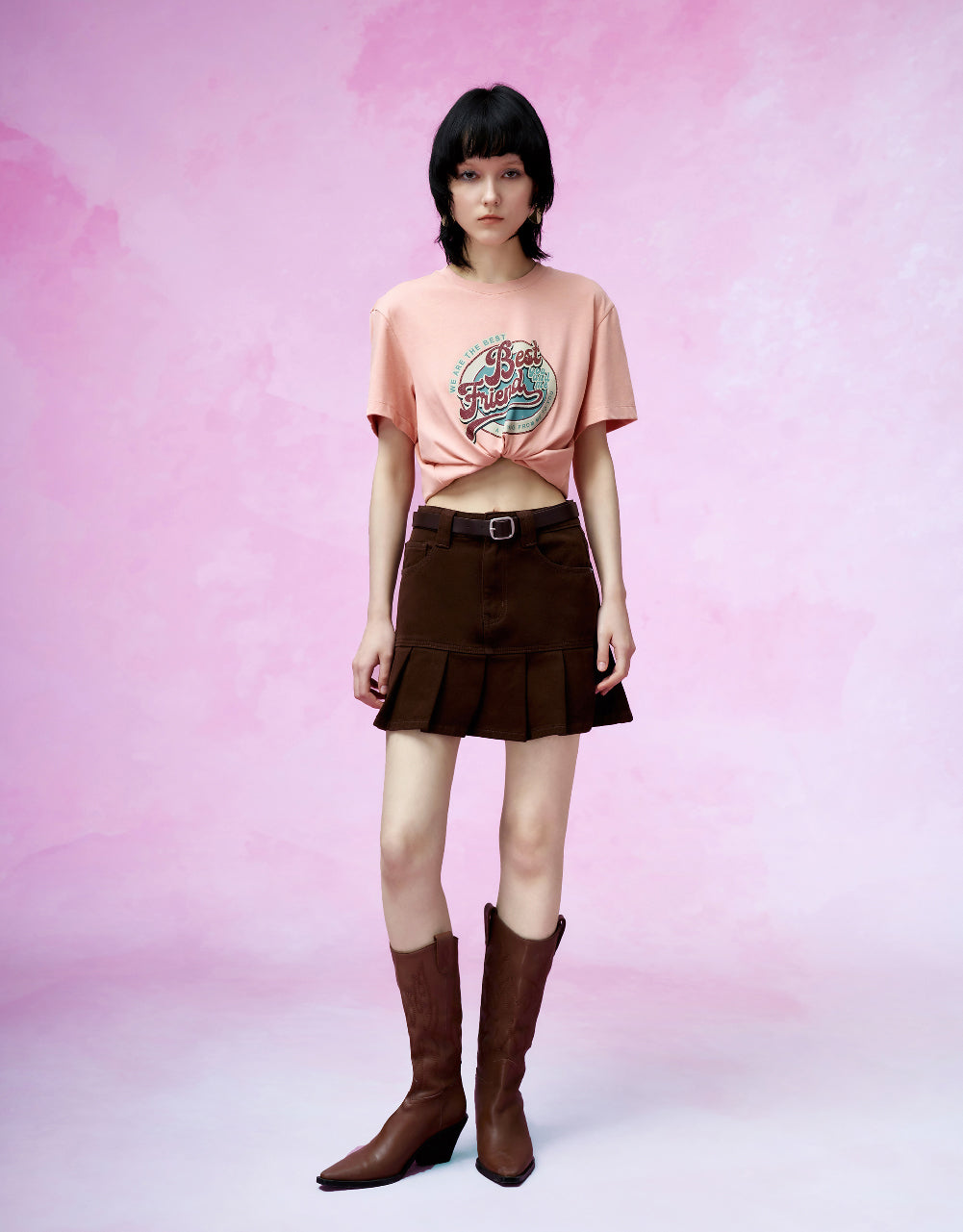 Mini Denim Skirt With Belt